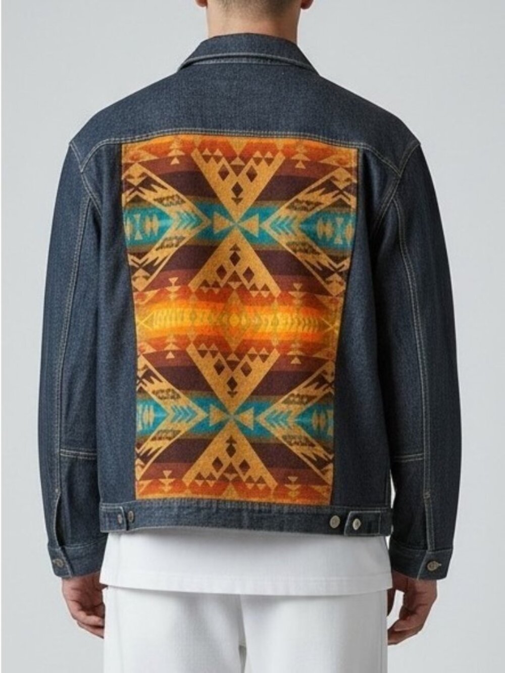 NEW Pendleton Diamond Peak Denim Jacket Mens 3XL Wool Back Panel Western Trucker